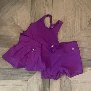 Rebel Athletic Girls Purple Top Short Skirt Set Youth Medium YM Cheer Dance